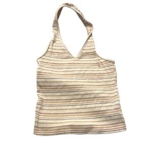 American Eagle Outfitters Women’s Striped Tan Neutrals Halter Tank Top Size XS